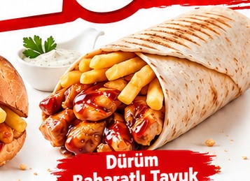 Çıtır patatesli soslu baharatlı tavuk dürüm