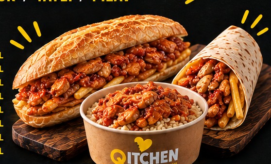 Qitchen baharatlı tavuk, dürüm ve tavuklu pilav